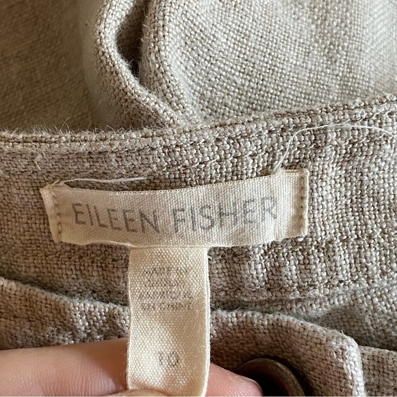 Eileen Fisher Organic Linen Wide Leg Crop Pants Lagenlook Quiet Luxury Boho 10 - Picture 4 of 8